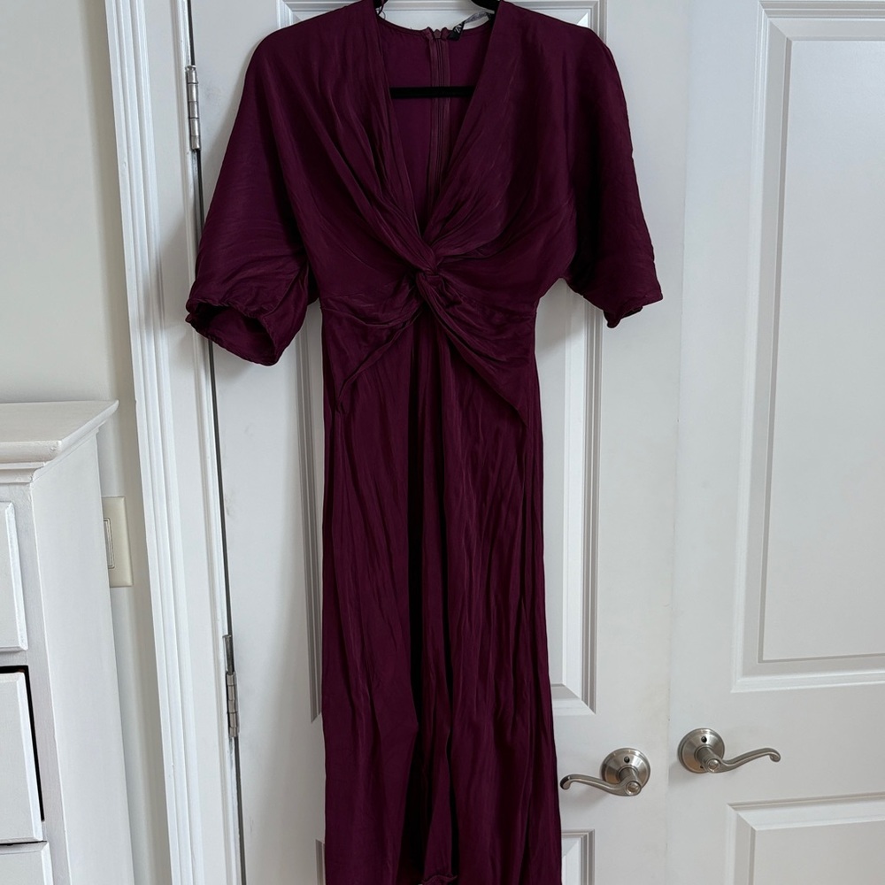 Zara Elegant Plum Twist-Front Women's Dress